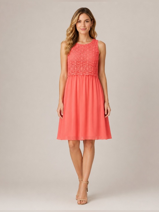 LOFT Dresses & Skirts - Loft coral crochet overlay shift dress ❤️